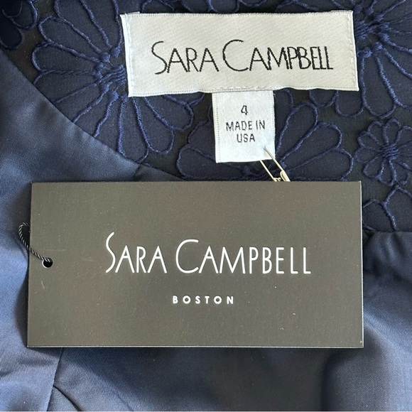 NEW SARA CAMPBELL Daisy Jaquard Dress with Petal Trimmed Cap Sleeves Size 4 - Picture 7 of 8